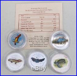 1998 Perth Mint Cook Islands Fauna 5x1oz Silver Coin Series -Threatened Species