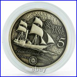 1999 Cook Islands Set Of 5 Silver Coins Ships That Made Australia