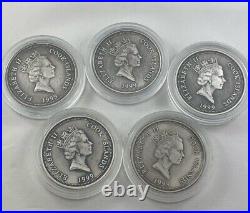 1999 Cook Islands Set of 5 Antiqued Silver 2oz Coins SHIPS THAT MADE AUSTRALIA