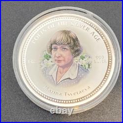 1 Oz MARINA TSVETAEVA Silver Coin Colorized Poets of the Silver Age