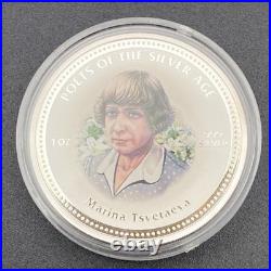 1 Oz MARINA TSVETAEVA Silver Coin Colorized Poets of the Silver Age