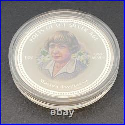 1 Oz MARINA TSVETAEVA Silver Coin Colorized Poets of the Silver Age