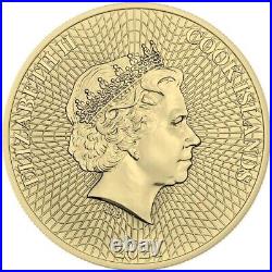 1 Oz Silver Coin 2021 Cook Islands $1 Sea Star Seabed Yellow Gold Star Crystals
