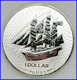 1 oz. 999 Fine Silver 2022 $1 Cook Island- HMS Bounty Ship Coin