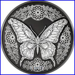 1 oz Silver Coin 2025 Cook Islands Butterfly Obsidian Black Proof Nanoshine