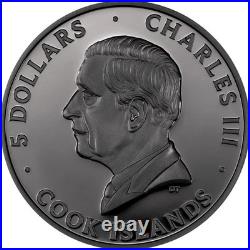 1 oz Silver Coin 2025 Cook Islands Butterfly Obsidian Black Proof Nanoshine
