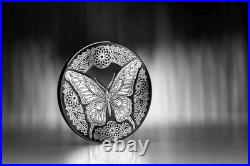 1 oz Silver Coin 2025 Cook Islands Butterfly Obsidian Black Proof Nanoshine