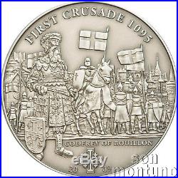 1st Crusade GODFREY OF BOUILLON Antique Finish Silver Coin 2009 Cook Islands