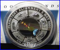 2000 Cook Islands 10 ounce Silver Proof like Coloured Coin Planetary Alignment