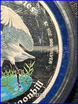 2001 Cook Islands $2 Black Faced Spoonbill Asian Wildlife 1 oz 999 silver proof