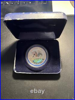 2001 Cook Islands $2 Black Faced Spoonbill Asian Wildlife 1 oz 999 silver proof