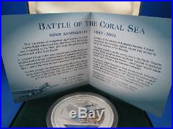 2002 $10 COOK ISLANDS BATTLE OF THE CORAL SEA 10oz Silver Proof Coloured Coin