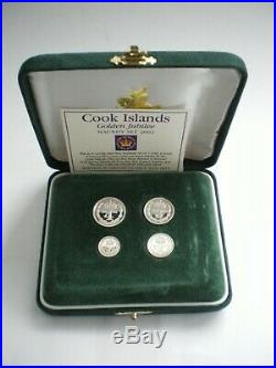 2002 COOK ISLANDS GOLDEN JUBILEE 4 COIN. 999 SILVER PROOF MAUNDY SET boxed/COA