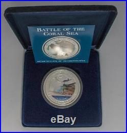 2002 Cook Islands Battle of Coral Sea 10 oz Coloured Silver Proof Coin