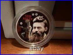2003 Cook Islands Ned Kelly 2oz Silver Proof Coloured Coin