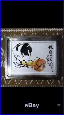2004 2pc cook islands 1st issue chinese ink painting qi baishi silver coin set