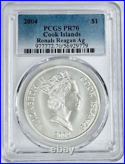 2004 Cook Islands $1 Ronald Reagan Silver Coin PCGS PR70 Elizabeth II Proof