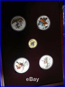 2004 cook islands chinese Outlaws of the Marsh 1/3 gold 4pc 1oz silver coin set