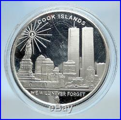 2005 COOK ISLANDS Statue of Liberty Twin Towers Freedom Tower Silver Coin i74024