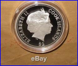 2005 COOK ISLAND Lunar Yr. Rooster (Golden Hen) $ 2 Dollars Proof Silver coin