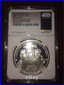 2005 Cook Islands Silver $5 Star Wars Anakin Skywalker PF69 UC NGC Coin