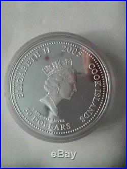 2005 cook islands rooster kilo silver coin no coa no outer box