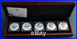 2006 Cook Islands 1930′s Racer Series 5 X 1oz Coloured Silver Coin Collection