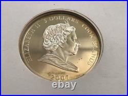 2007 COOK ISLANDS Coin Silver Proof Diamond Wedding Five 5 Dollars FDC