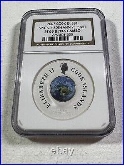 2007 Cook Islands $1 Silver Coin Graded PR 69 DCAM by NGC Sputnik