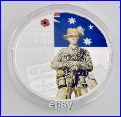 2008 Cook Islands 1oz 999 Silver One Dollar WW1 Armistice Signed Coloured Proof