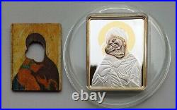 2008 Cook Islands 5$ Andrei Rublev's Theotokos of Vladimir Proof Silver Coin