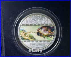 2008 Cook Islands Masterpieces of Art Creation Of Adam Michelangelo Silver Coin