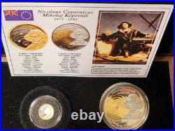 2008 Cook Islands Nicolaus Copernicus Gold Silver $5 $10 Coin Set