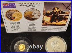 2008 Cook Islands Nicolaus Copernicus Gold Silver $5 $10 Coin Set