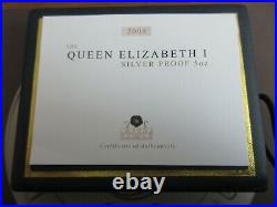 2008 Queen Elizabeth 1st SILVER PROOF COOK ISLANDS $25 5oz Coin Boxed COA