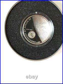 2009, 40th Anniversary of Apollo 11, Meteorite, Cook Islands, silver coin