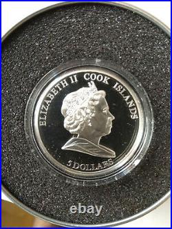 2009, 40th Anniversary of Apollo 11, Meteorite, Cook Islands, silver coin