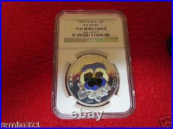 2009 Cook Isl Island Pansy In Cloisonne NGC graded PF69 Silver & 24kt gold coin