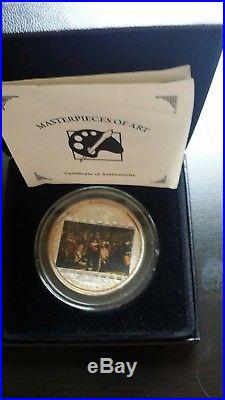 2009 Cook Islands 20$ Masterpieces of Art Rembrandt Nightwatch 3oz Silver Coin