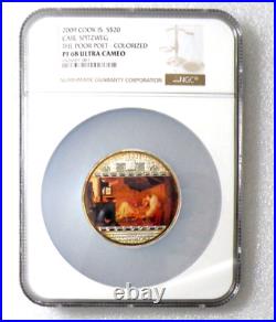 2009 Cook Islands $20-THE POOR POET, NGC PF68 ULTRA CAMEO 3OZ 999 Silver Coin