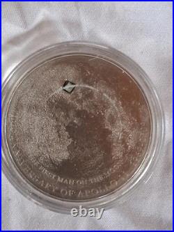 2009 Cook Islands 40th Anniversary Moon Landing. 925 Silver Coin withMeteorite