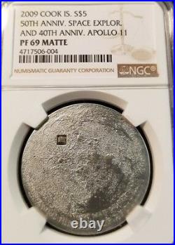 2009 Cook Islands S$5 40th Anniversary Apollo 11 Moon Meteorite Ngc Pf 69 Matte