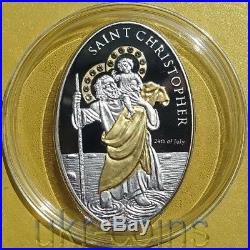 2009 Cook Islands Saint Christopher Icon Catholic Religion 1Oz Silver Proof Coin