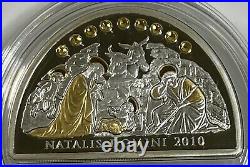 2010 $5 Cook Island, Natalis Domini, Proof Silver Half Circle Coin with Crystals
