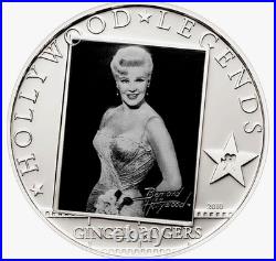 2010 Cook Islands $5 Hollywood Legends Ginger Rogers Sterling Silver Coin