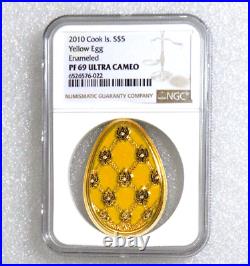 2010 Cook Islands $5- IMPERIAL EGG -YELLOW NGC PF69 ULTRA CAMEO Silver Coin