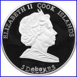 2010 Cook Islands Cat Love $5 Silver Color Coin Want to be with You Romantic