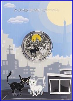 2010 Cook Islands Cat Love $5 Silver Color Coin Want to be with You Romantic