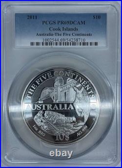 2011 1oz The Five Continents Silver Cook Islands $10 PCGS PR69DCAM (D-7)
