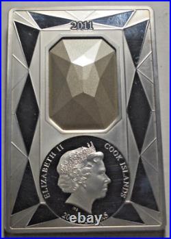 2011 COOK ISLAND $20 SILVER LUXURY LINE SILVER COIN 100g. W SWAROVSKI CRYSTAL